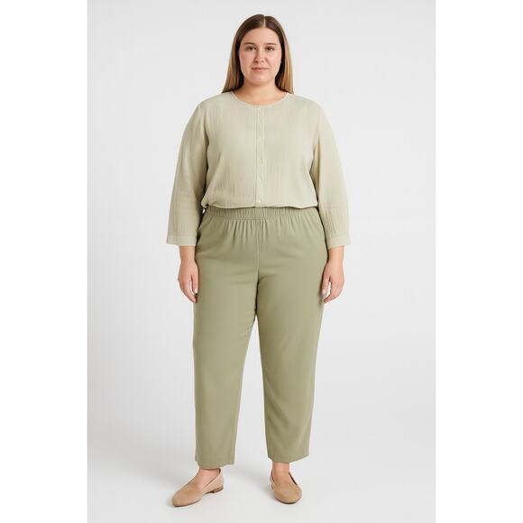 Shein Women’s Pull-On Elastic Waist Pants XL Soft Pea Green Casual - Picture 1 of 5